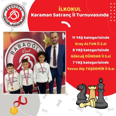 SATRANÇ İL TURNUVASINDA İLKOKUL ÖĞRENCİLERİMİZİN BAŞARILARI