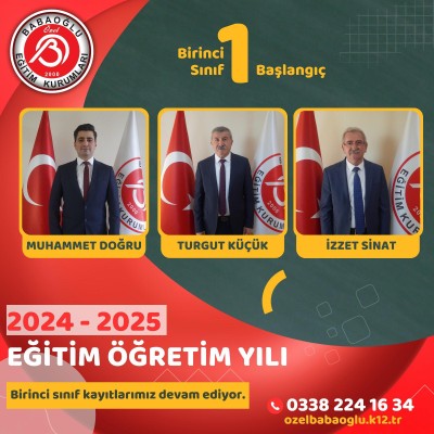 2024-2025 EĞİTİM ÖĞRETİM YILI BİRİNCİ SINIF KAYITLARIMIZ DEVAM EDİYOR