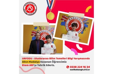 ÖĞRENCİMİZ ETEM ARIYI TEBRİK EDERİZ