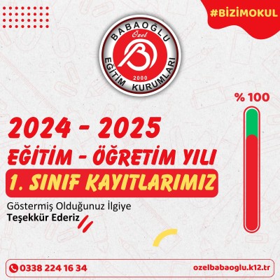 2024 - 2025 EĞİTİM ÖĞRETİM YILI 1. SINIF KAYITLARIMIZ